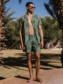 Chelsea Peers Short Sleeve Palm Print Shirt, Khaki, Khaki