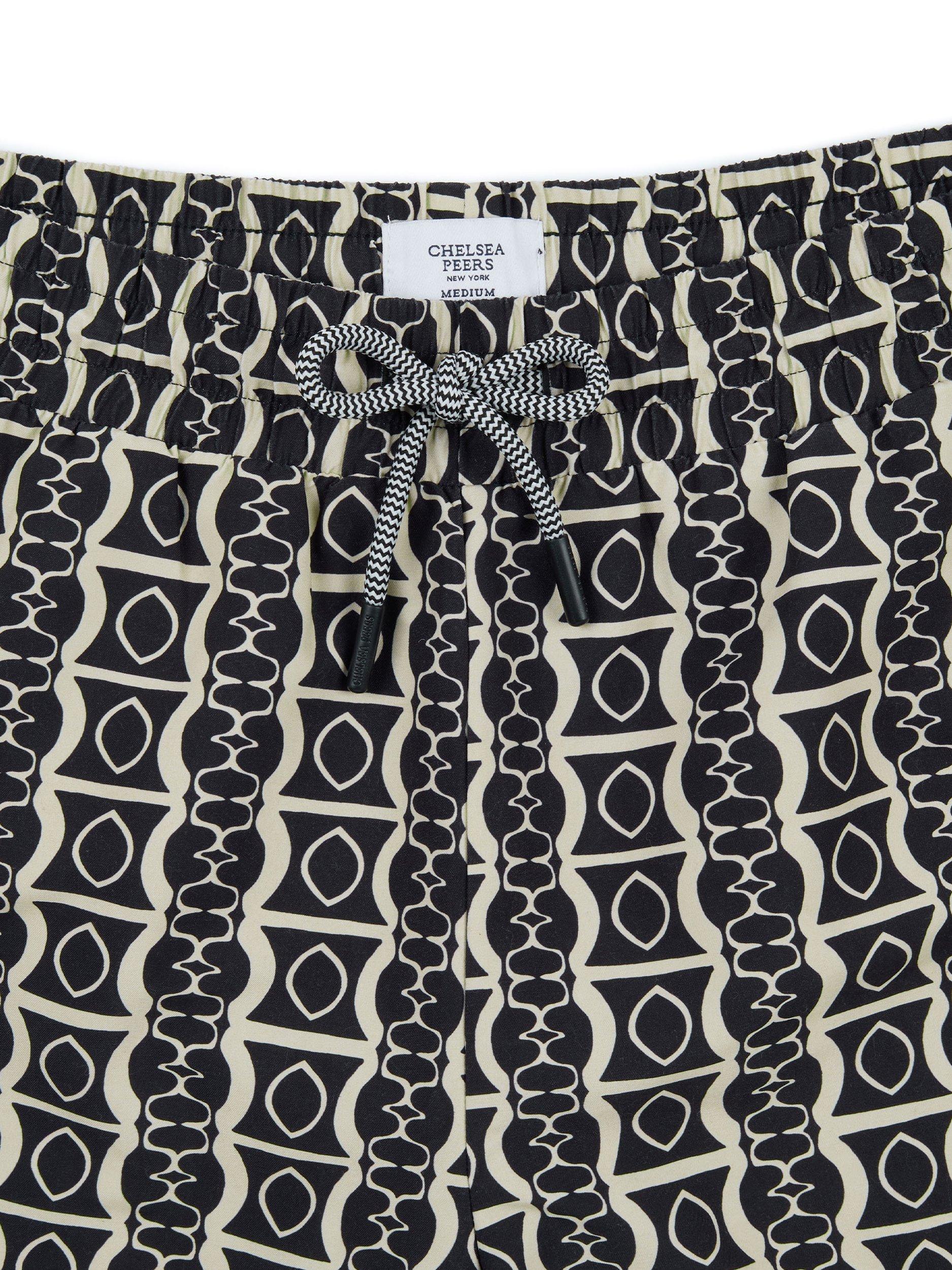 Product image 6 of 6, which shows Chelsea Peers Abstract Print Swim Shorts, Black/White, L