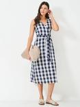 Crew Clothing Jenny Gingham Wrap Dress, Navy Blue