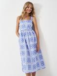 Crew Clothing Paloma Tile Print Strappy Dress, Light Blue