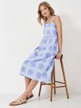 Crew Clothing Paloma Tile Print Strappy Dress, Light Blue