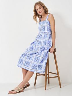 Crew Clothing Paloma Tile Print Strappy Dress, Light Blue - view 2, Light Blue
