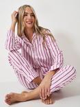 Crew Clothing Stripe Shirt Long Pyjama Set, Pink/Multi