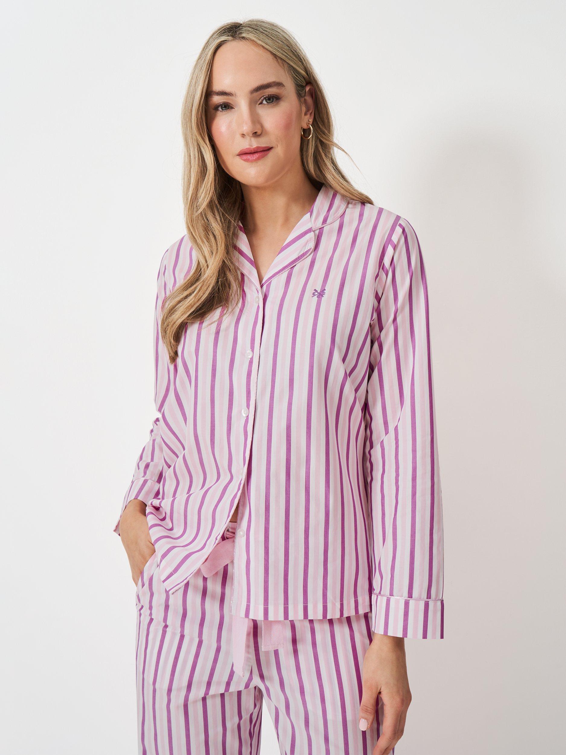 Product image 2 of 5, which shows Crew Clothing Stripe Shirt Long Pyjama Set, Pink/Multi, L