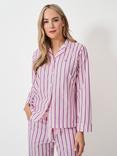 Crew Clothing Stripe Shirt Long Pyjama Set, Pink/Multi
