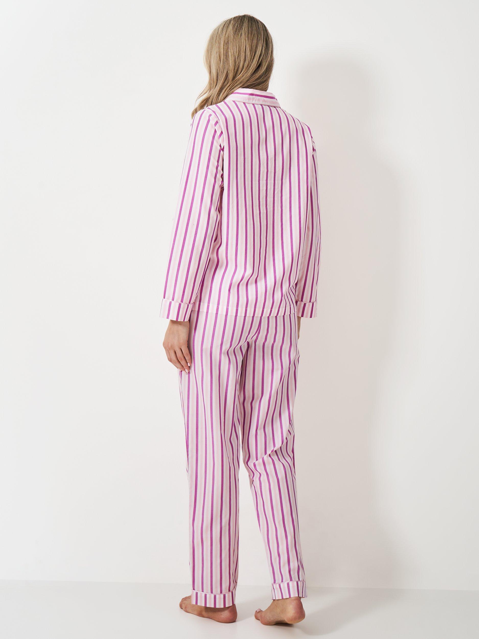 Product image 3 of 5, which shows Crew Clothing Stripe Shirt Long Pyjama Set, Pink/Multi, L