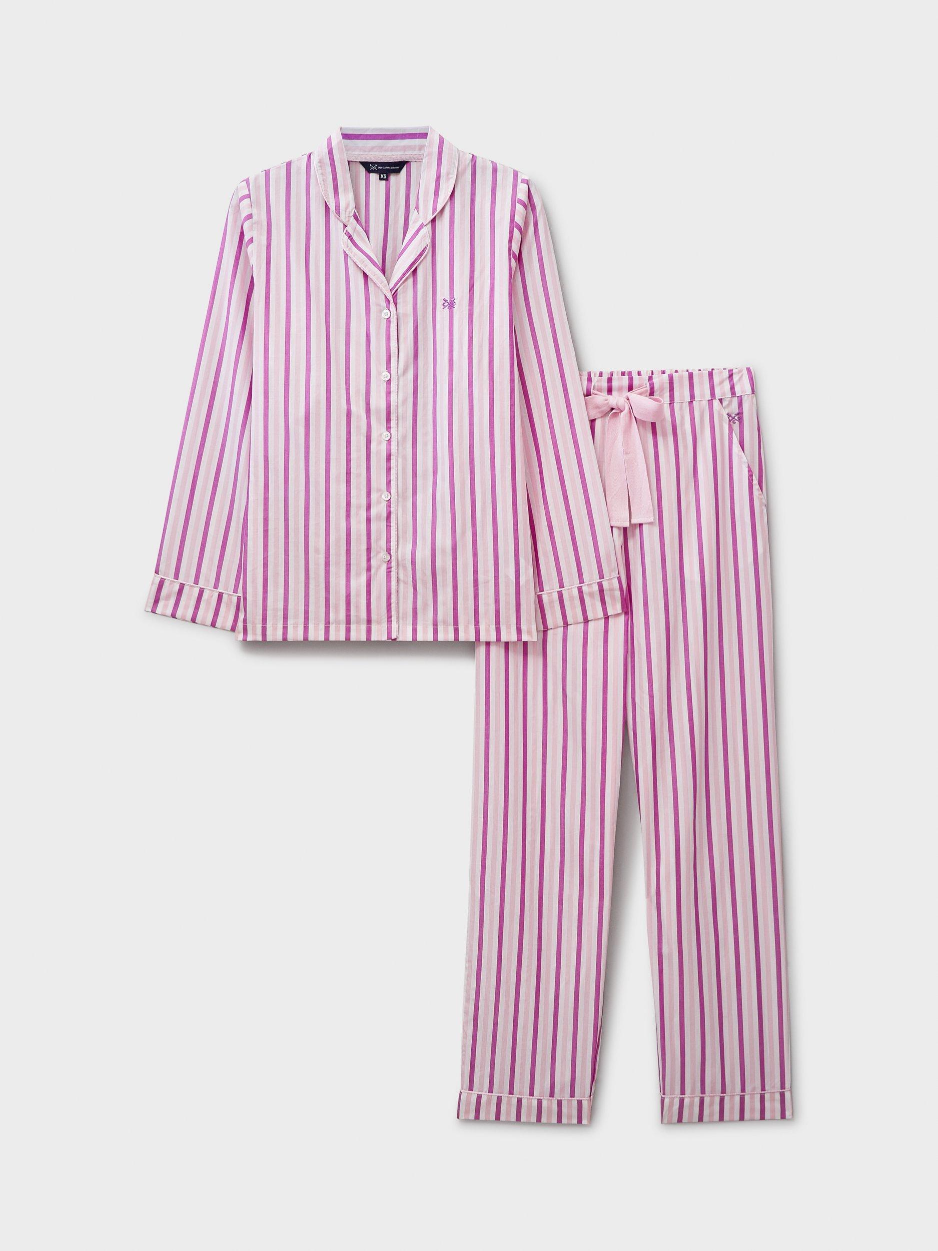 Product image 5 of 5, which shows Crew Clothing Stripe Shirt Long Pyjama Set, Pink/Multi, L