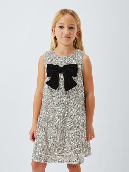 John Lewis Kids' Sequin Bow Dress, Multi, Multi