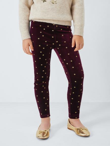 John Lewis Kids' Star Velour Leggings, Multi, Multi
