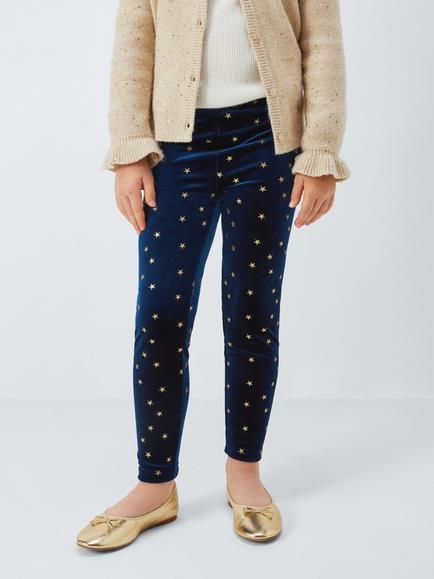 John Lewis Kids' Star Velour Leggings, Multi, Multi
