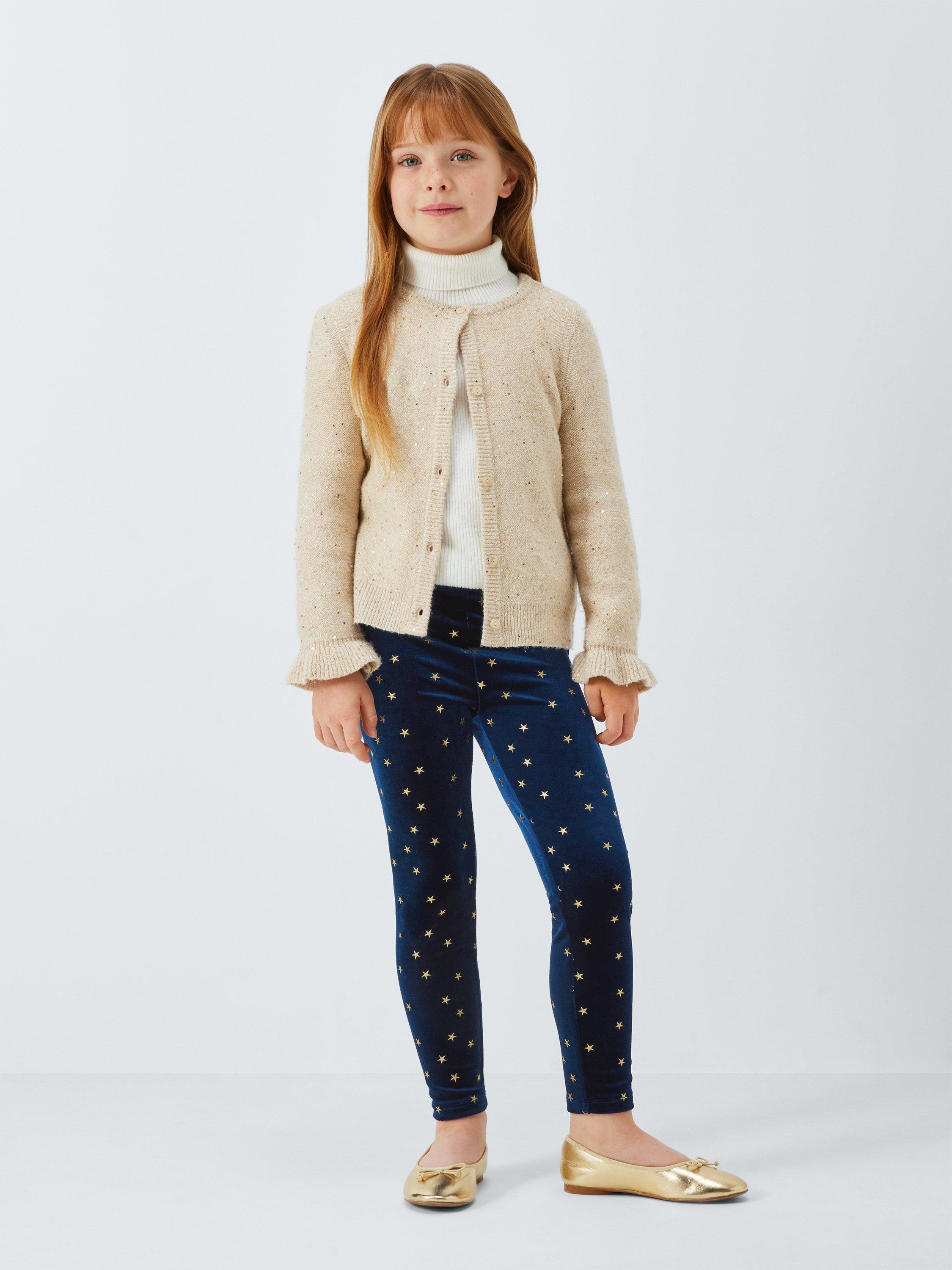 Product image 2 of 7, which shows John Lewis Kids' Star Velour Leggings, Multi, 3 years