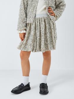 John Lewis Kids' Sequin Bubble Skirt, Silver, Silver