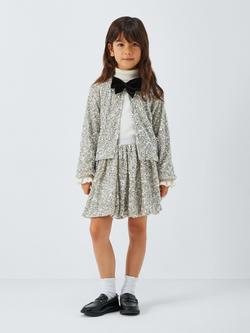 John Lewis Kids' Sequin Bubble Skirt, Silver - view 2, Silver