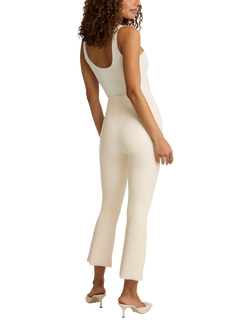 Commando Faux Leather Cropped Flare Trouser - view 2, Ivory