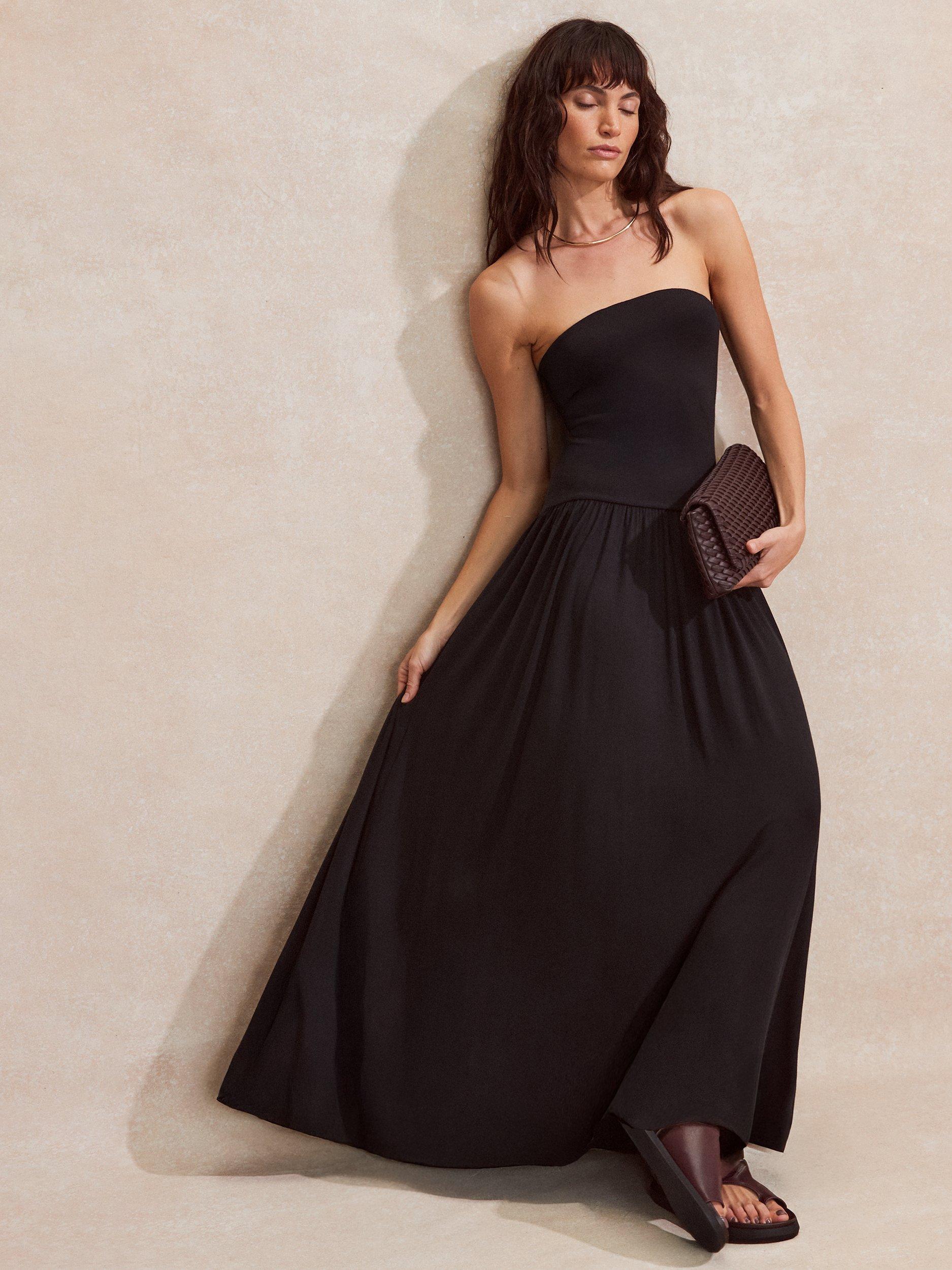 Product image 3 of 6, which shows Ro&Zo Petite Bandeau Jersey Maxi Dress, Black, 6Pt