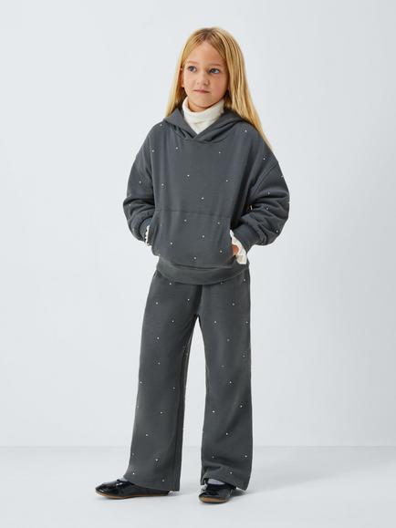 John Lewis Kids' Diamante Joggers, Grey - view 2, Grey