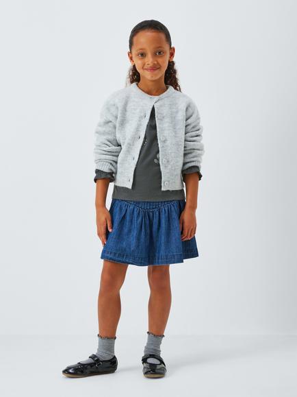 John Lewis Kids' Floral Embellished Jersey Top, Grey, Silver - view 2, Grey, Silver