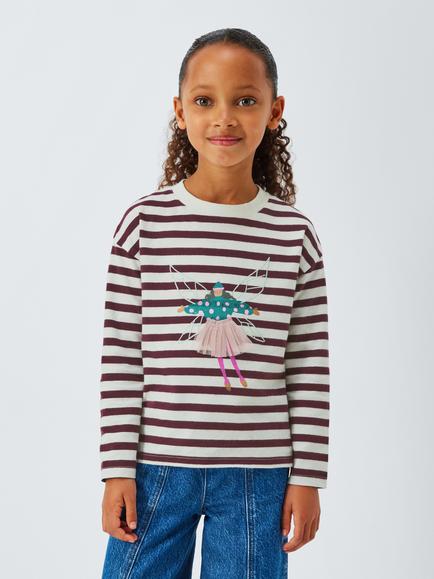 John Lewis Kids' Fairy Stripe Jersey Top, Multi, Multi