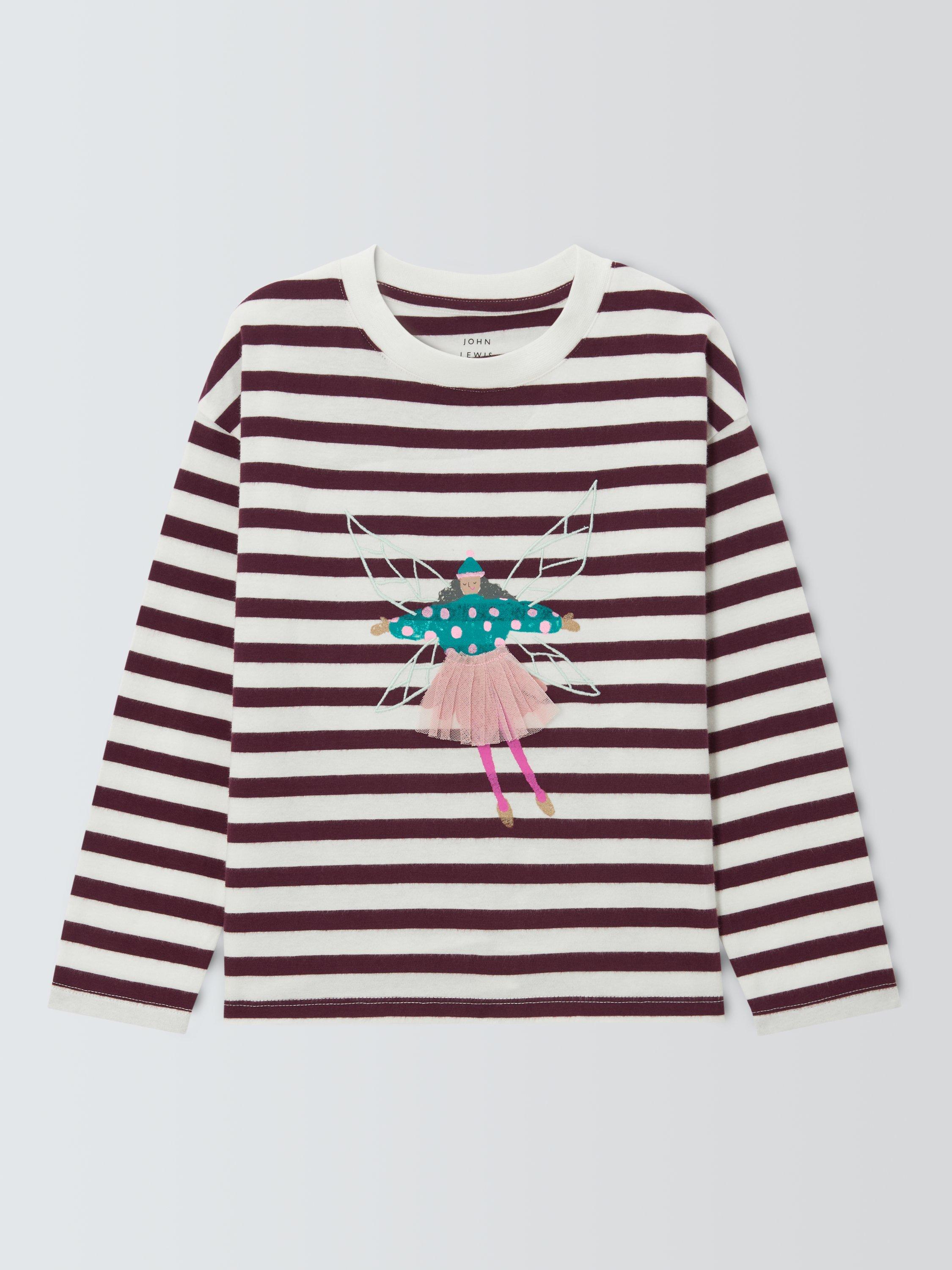 Product image 3 of 7, which shows John Lewis Kids' Fairy Stripe Jersey Top, Multi, 4 years