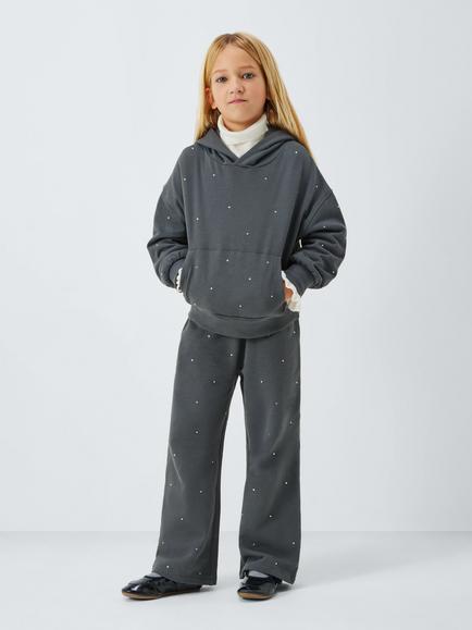 John Lewis Kids' Diamante Hoodie, Grey - view 2, Grey