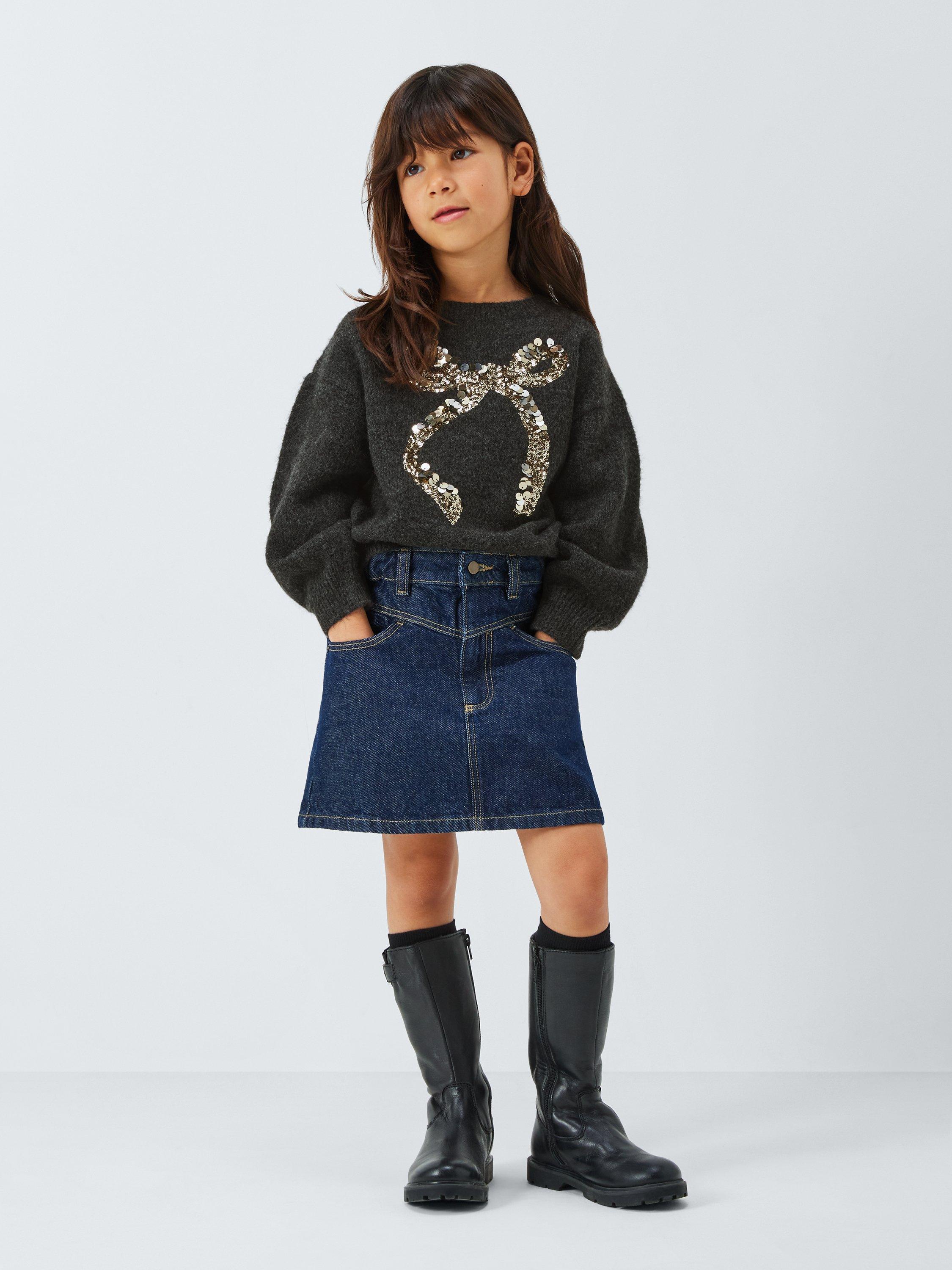 Product image 2 of 7, which shows John Lewis Kids' Sequin Bow Jumper, Grey, 3 years