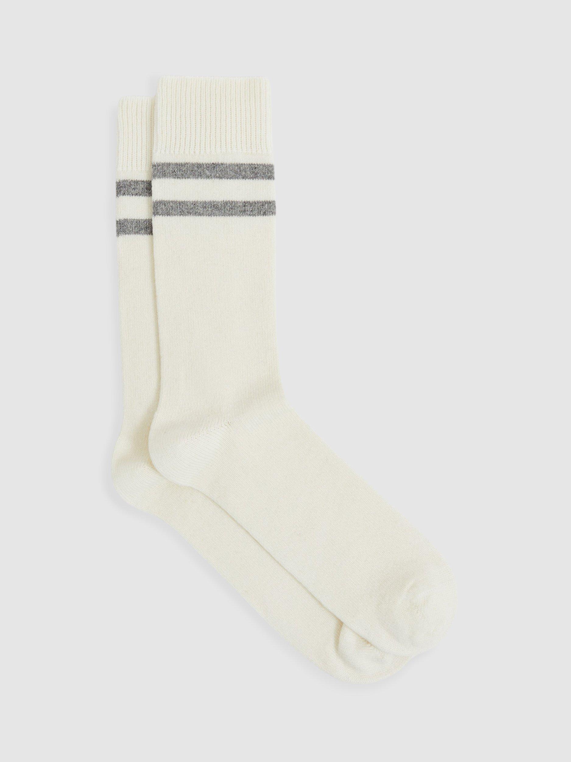 Reiss Alcott Wool & Cashmere Blend Socks, Ecru/Soft Grey