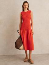 Reiss Tia Lace Up Shift Dress, Chocolate