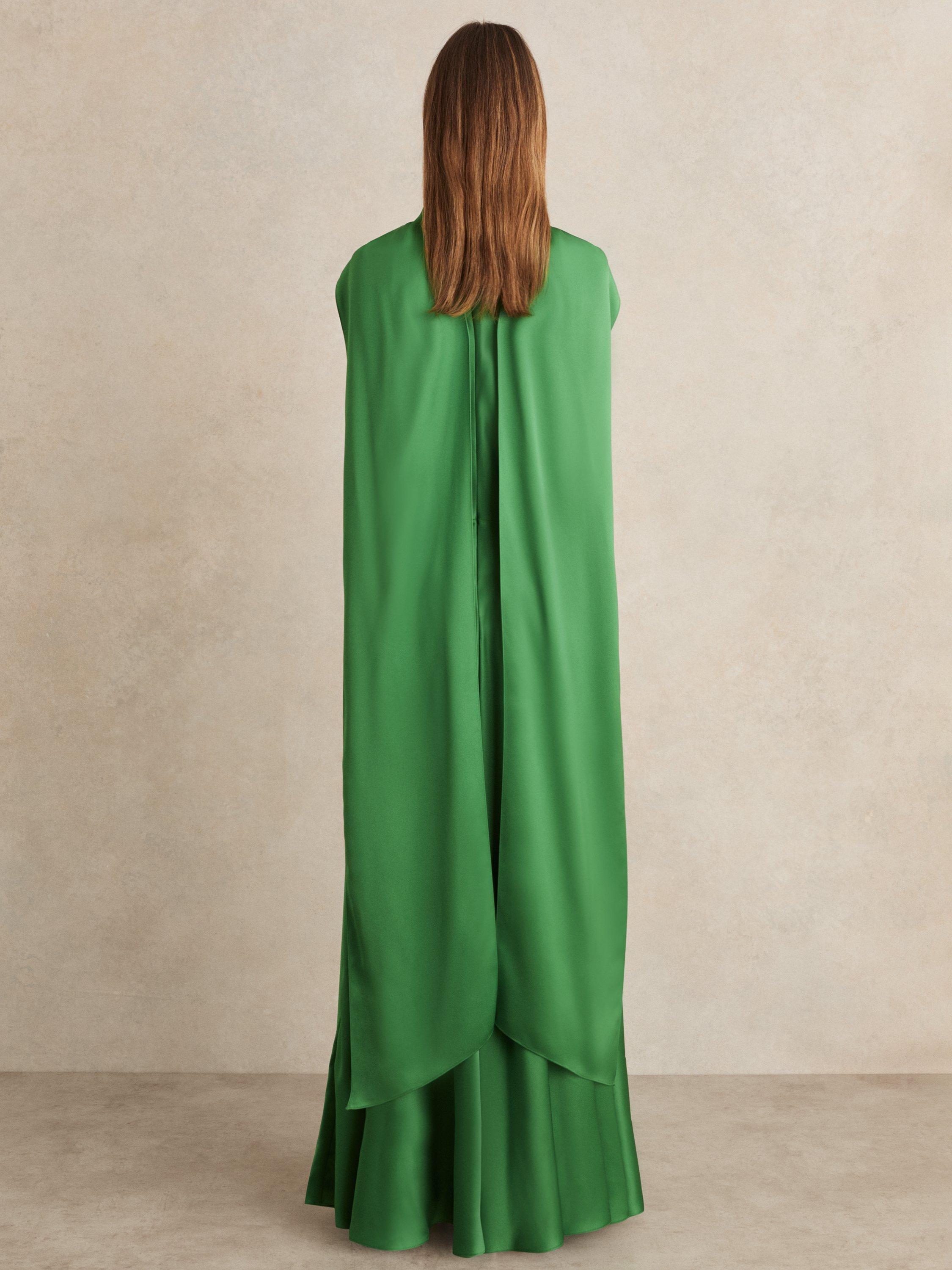 Product image 2 of 6, which shows Reiss Petite Fae Cape Back Maxi Dress, Green, 6Pt