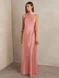 Reiss Petite Fae Cape Back Maxi Dress, Pink