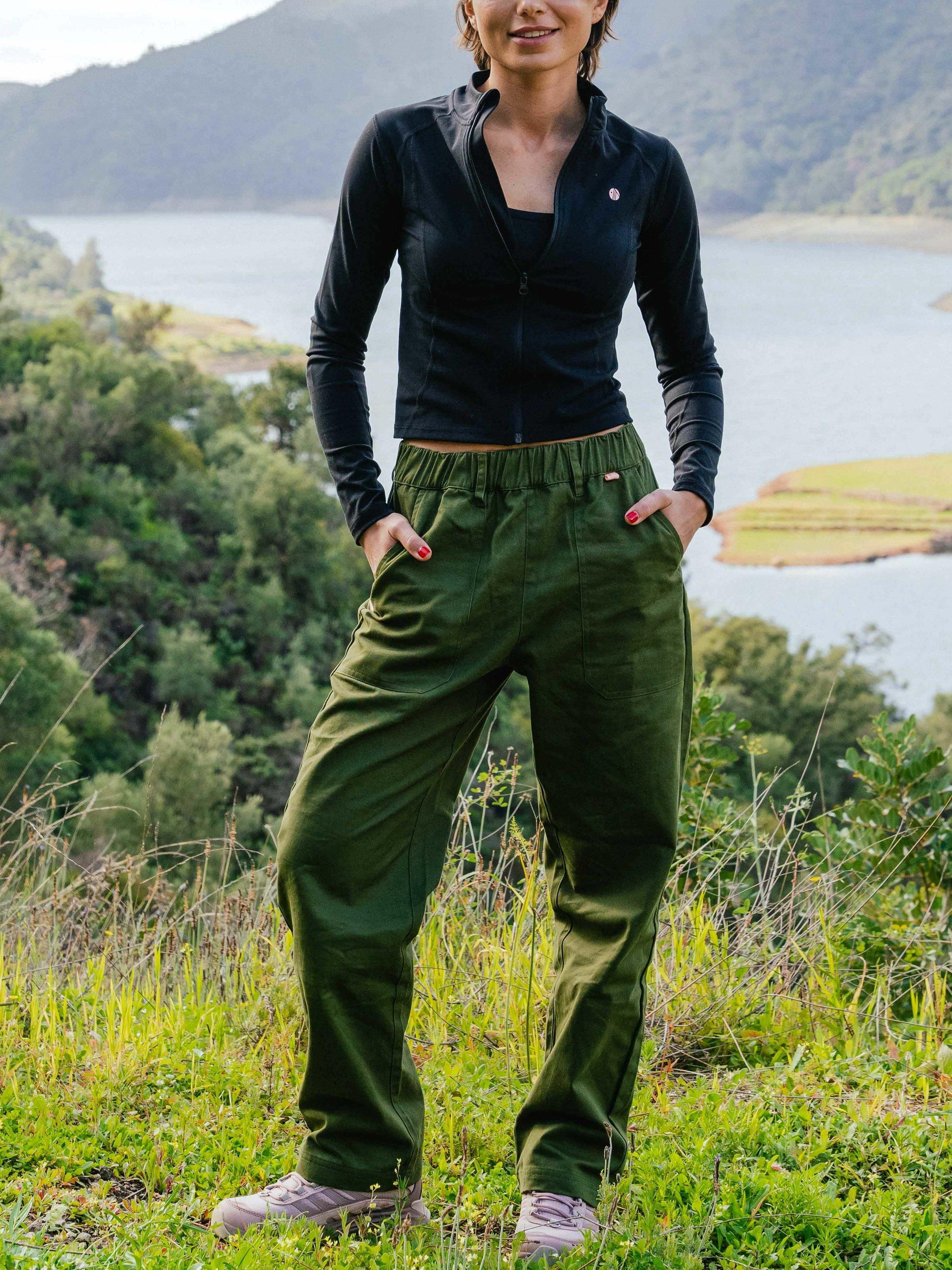 Product image 1 of 3, which shows ACAI Cotton Straight Leg Trousers, Elm Green, 24R