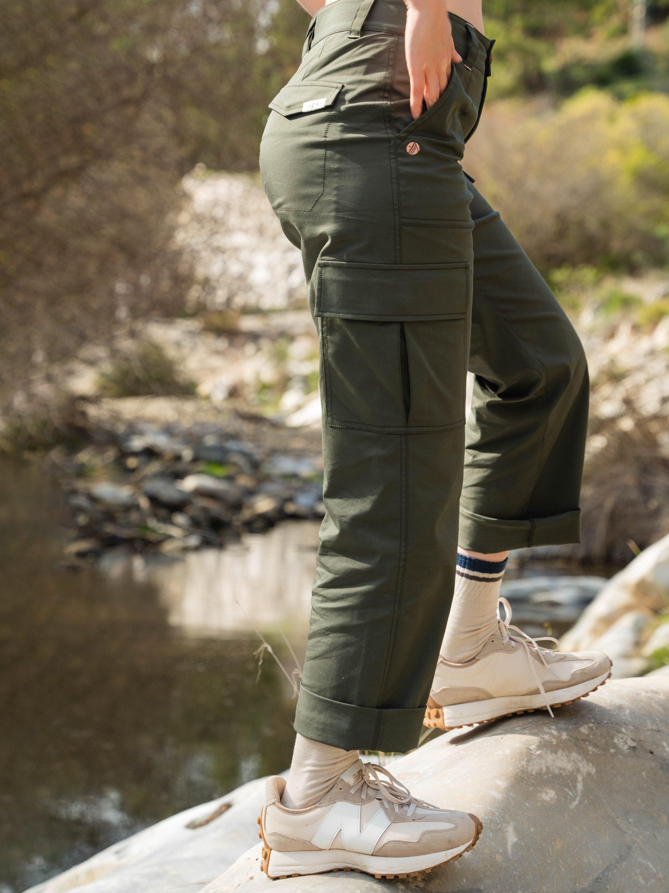 Product image 4 of 7, which shows ACAI Straight Leg Shower Resistant Cargo Trousers, Deep Khaki, 24S