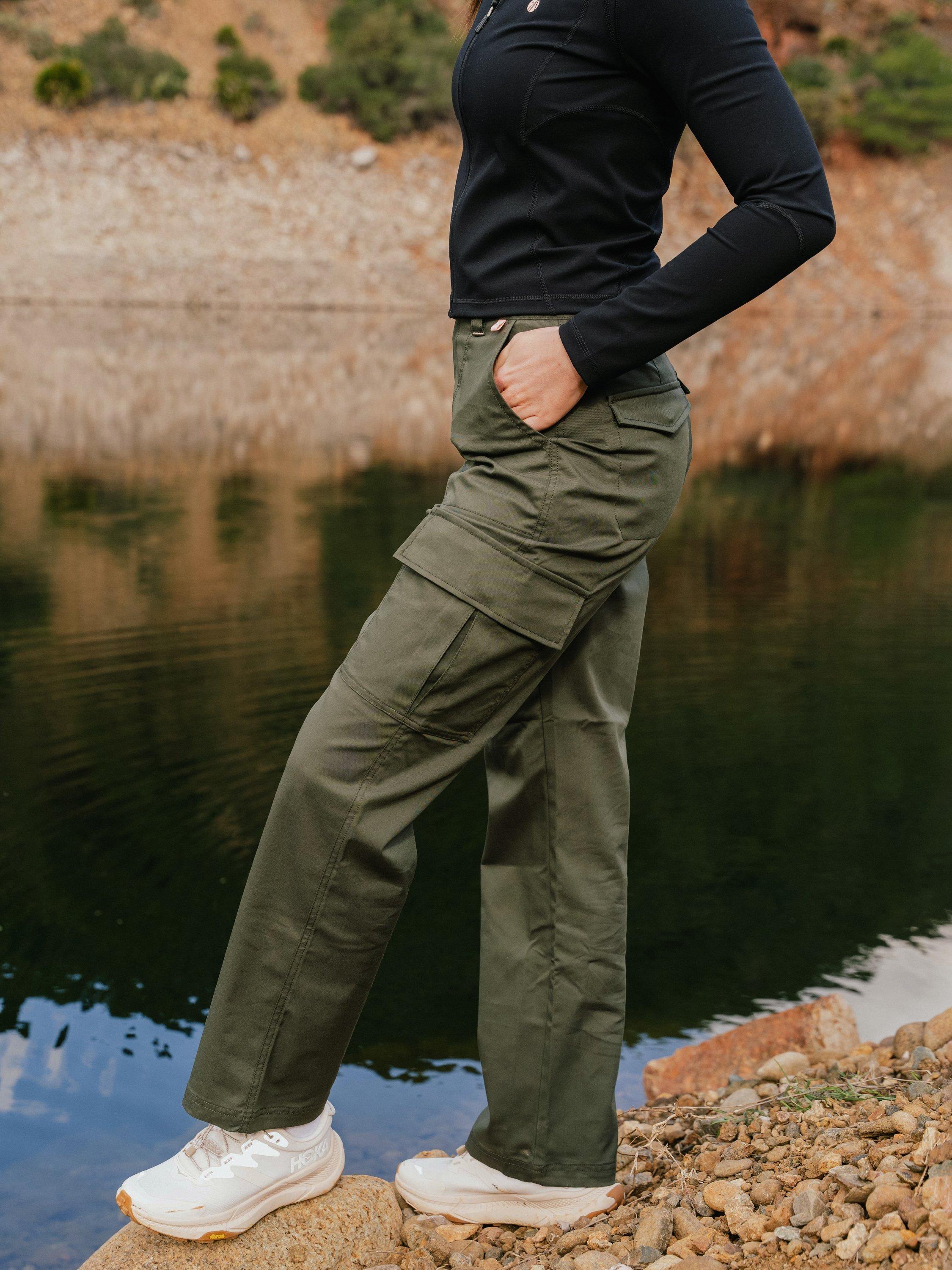 Product image 6 of 7, which shows ACAI Straight Leg Shower Resistant Cargo Trousers, Deep Khaki, 24S