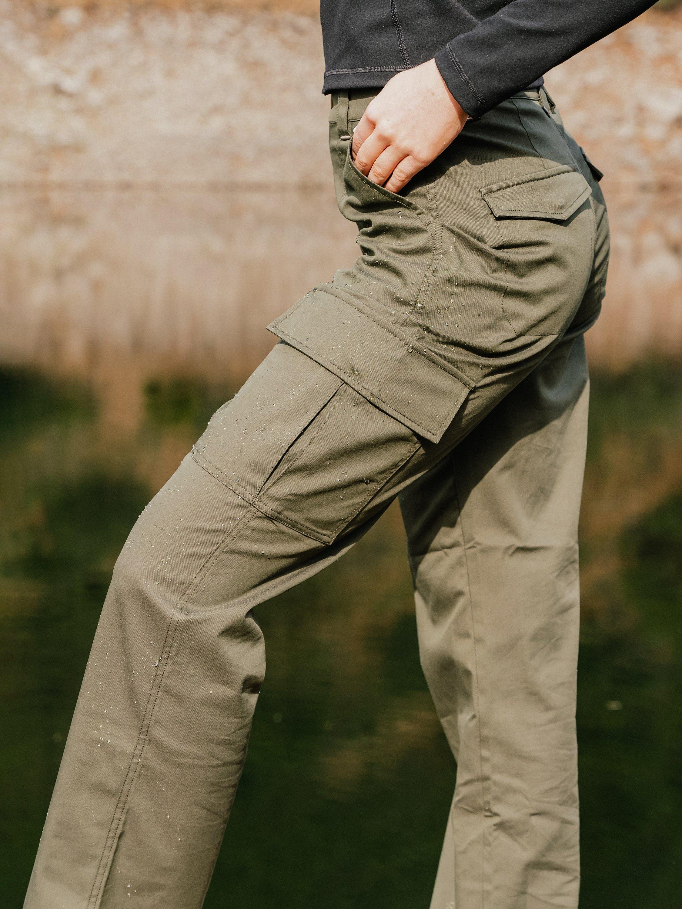 Product image 7 of 7, which shows ACAI Straight Leg Shower Resistant Cargo Trousers, Deep Khaki, 24S