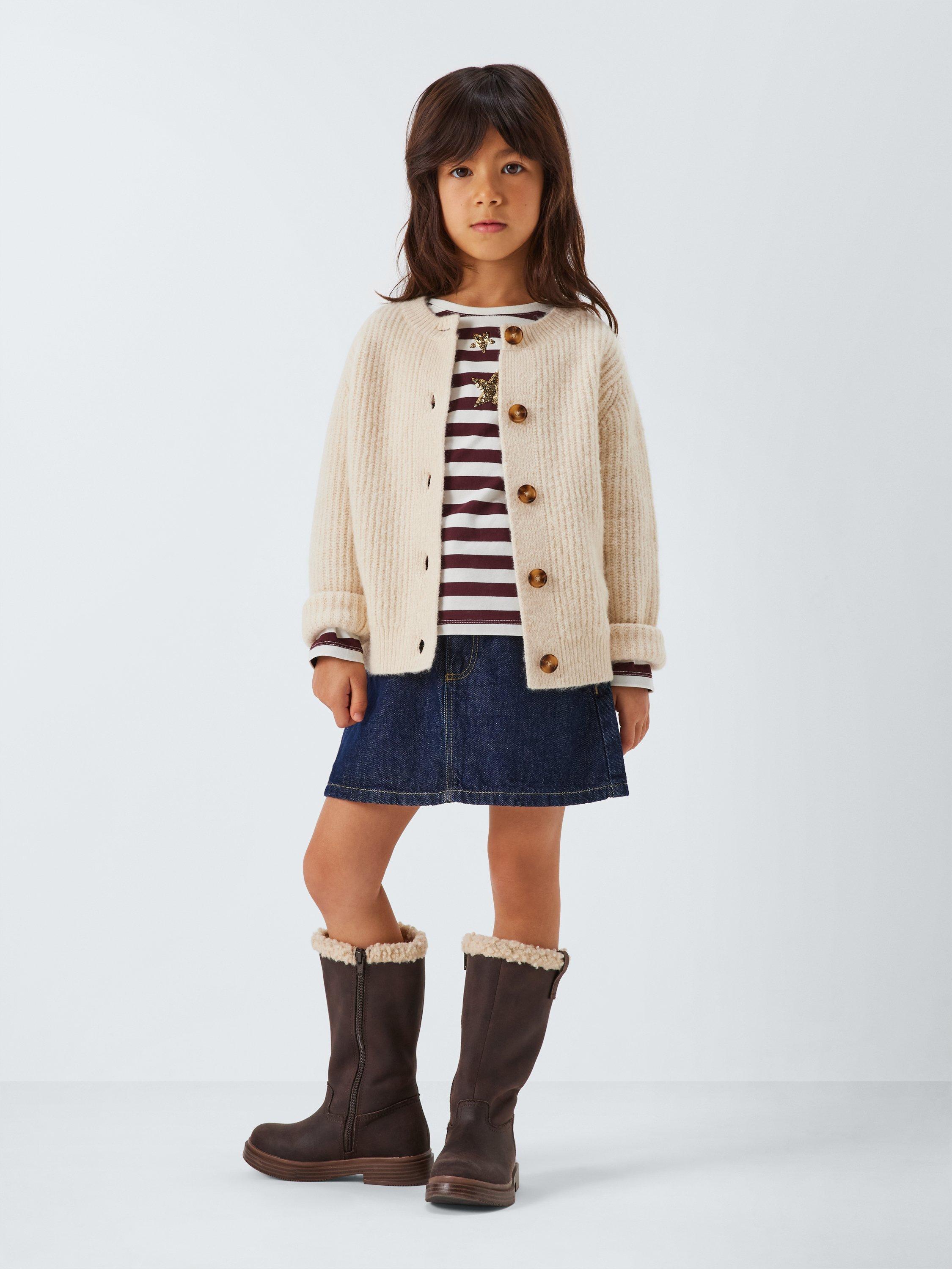Product image 2 of 7, which shows John Lewis Kids' Sequin Star Stripe Top, Red Berry, 4 years
