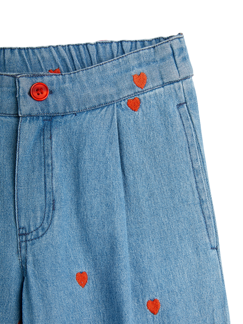 Product image 3 of 4, which shows Mini Rodini Kids' Mini Hearts Jeans, Blue, 18-36 months