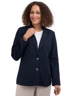 Rohan Sera Linen Blend Crease-Resistant Relaxed Blazer, Deep Navy, Deep Navy