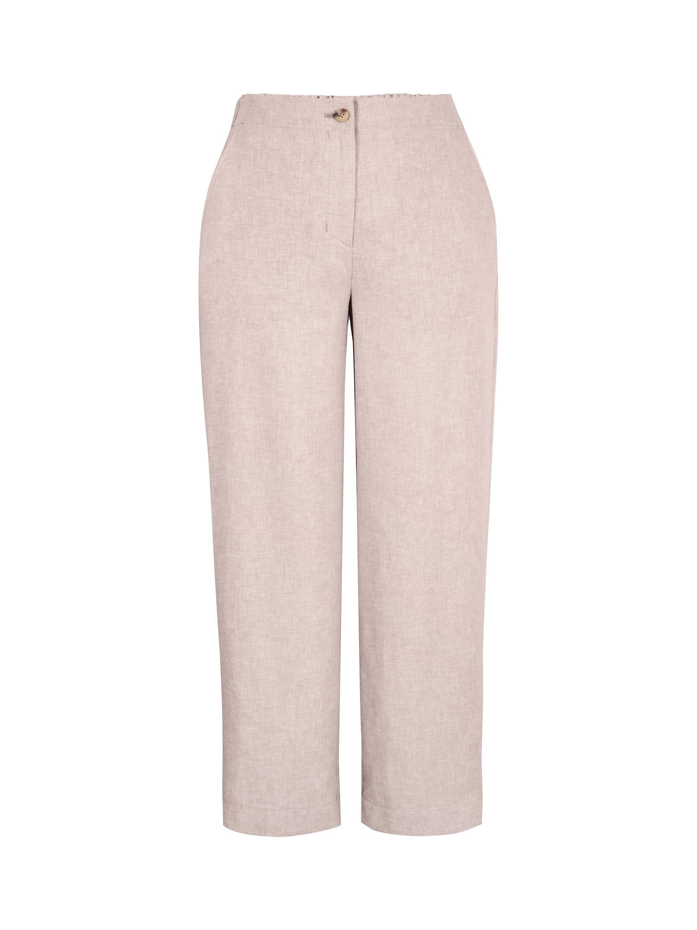 Product image 3 of 5, which shows Rohan Sera Linen Blend Crease-Resistant Wide Leg Trousers, Taupe, 8S