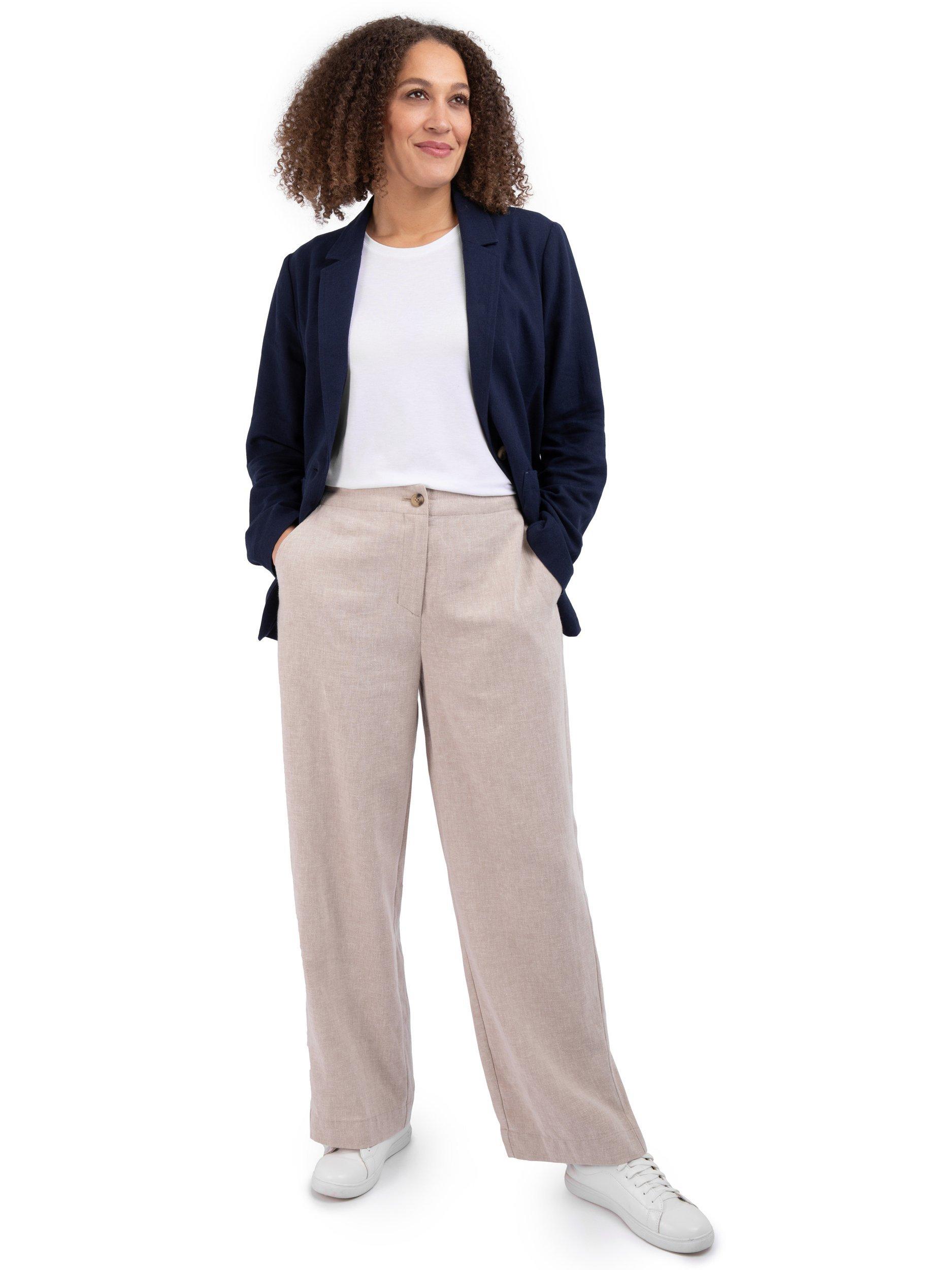 Product image 4 of 5, which shows Rohan Sera Linen Blend Crease-Resistant Wide Leg Trousers, Taupe, 8S