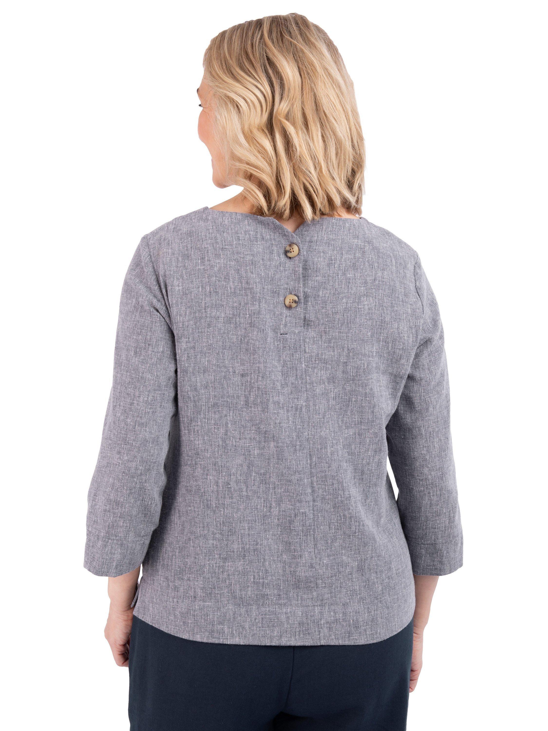 Product image 2 of 7, which shows Rohan Sera Linen Blend Easy-Care 3/4 Length Sleeve Top, Deep Navy, 8
