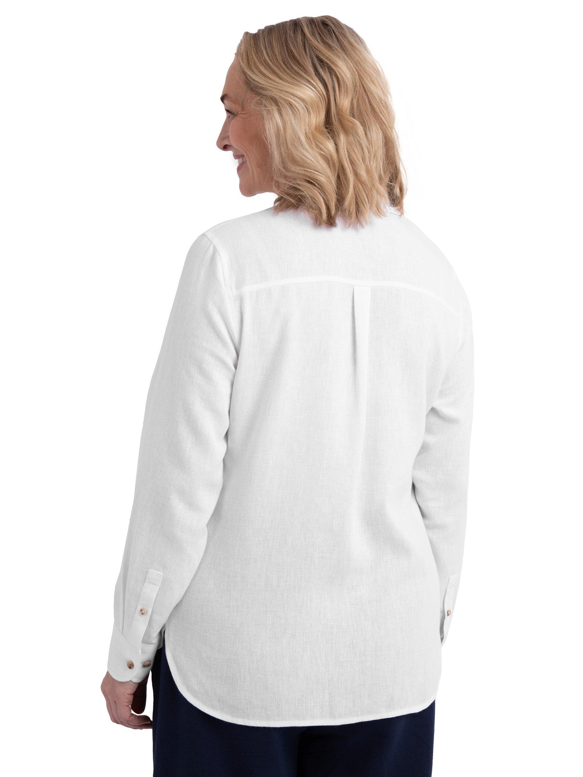 Product image 2 of 8, which shows Rohan Sera Linen Blend Easy-Care Long Sleeve Shirt, White, 10
