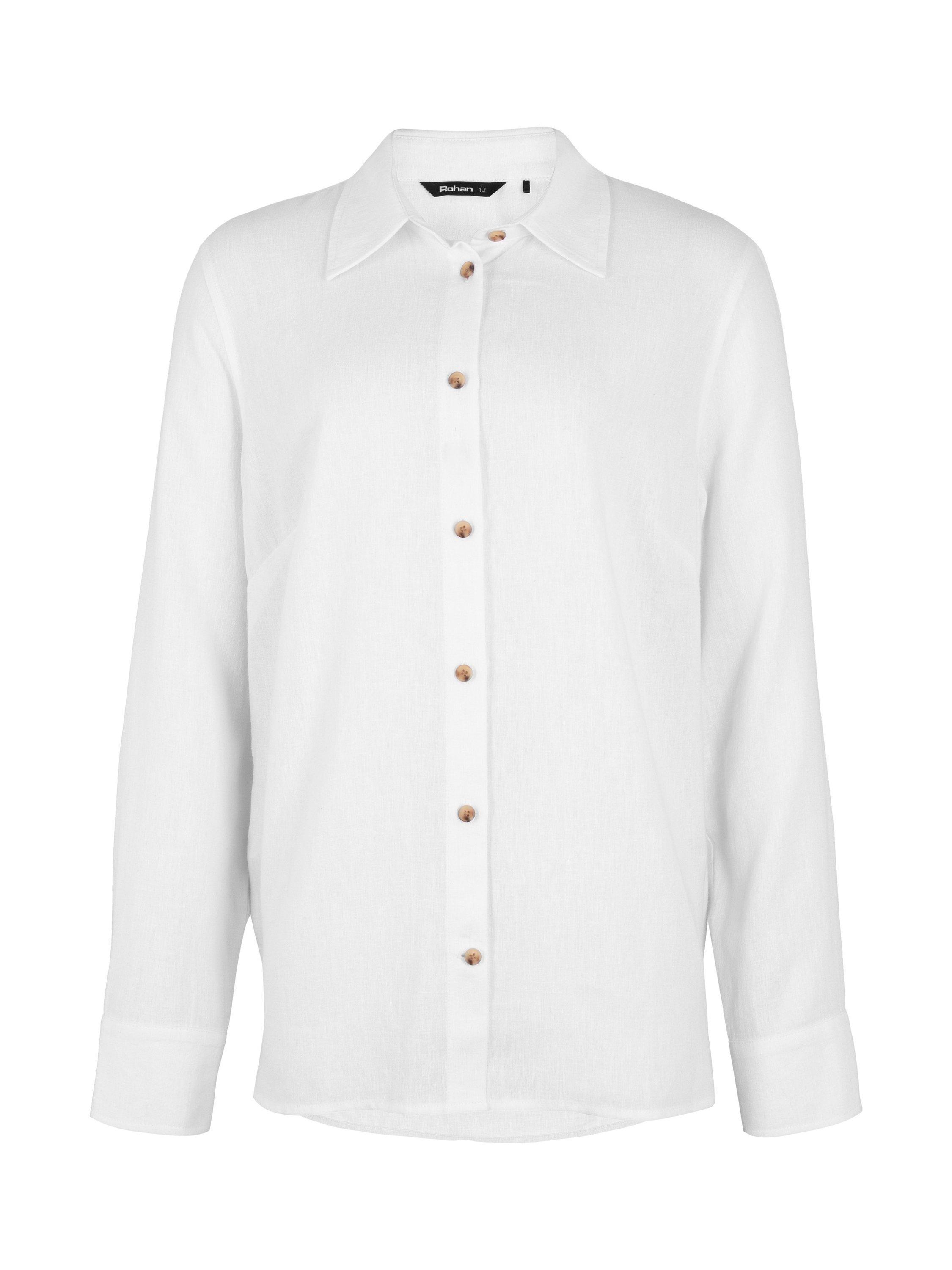 Product image 3 of 8, which shows Rohan Sera Linen Blend Easy-Care Long Sleeve Shirt, White, 10