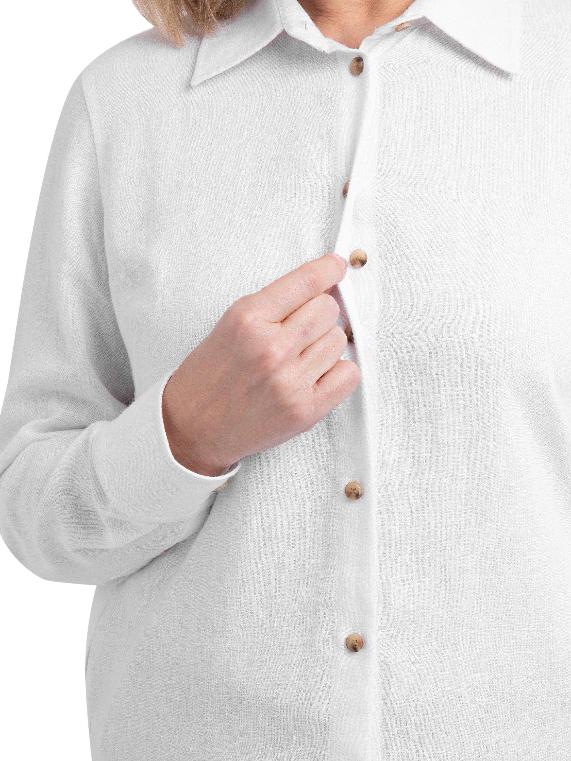 Product image 6 of 8, which shows Rohan Sera Linen Blend Easy-Care Long Sleeve Shirt, White, 10