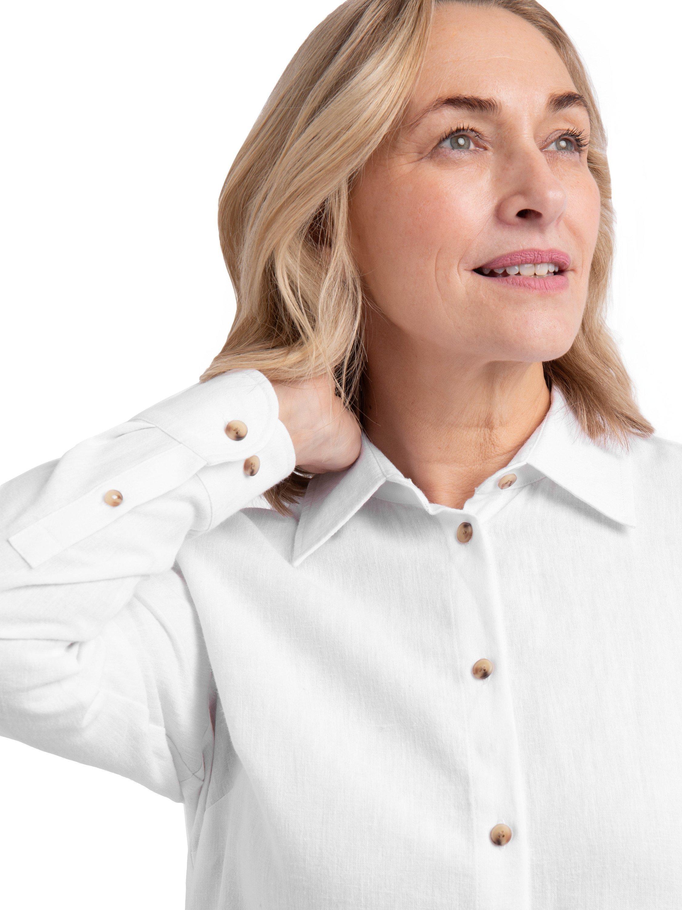 Product image 7 of 8, which shows Rohan Sera Linen Blend Easy-Care Long Sleeve Shirt, White, 10