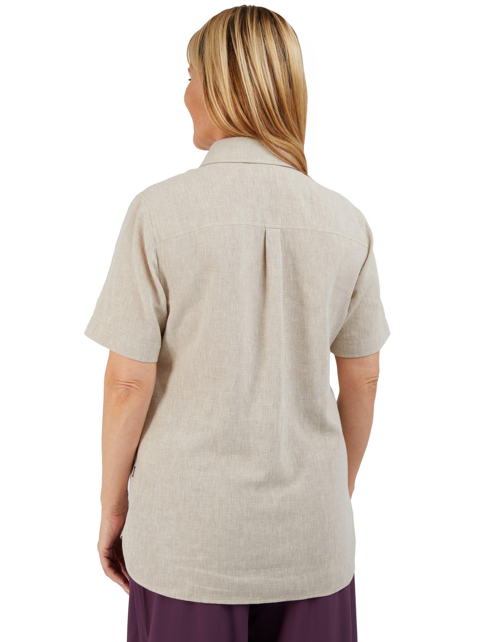 Product image 2 of 8, which shows Rohan Sera Linen Blend Easy Care Short Sleeve Shirt, Desert Sand, 8