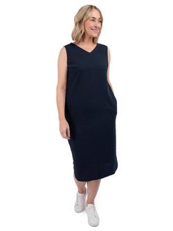Rohan Sera Linen Blend Sleeveless Dress, Deep Navy, Deep Navy