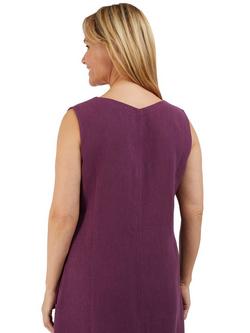 Rohan Sera Linen Blend Sleeveless Dress, Deep Navy - view 2, Plum Purple