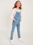 Monsoon Kids' Floral Dungarees, Blue