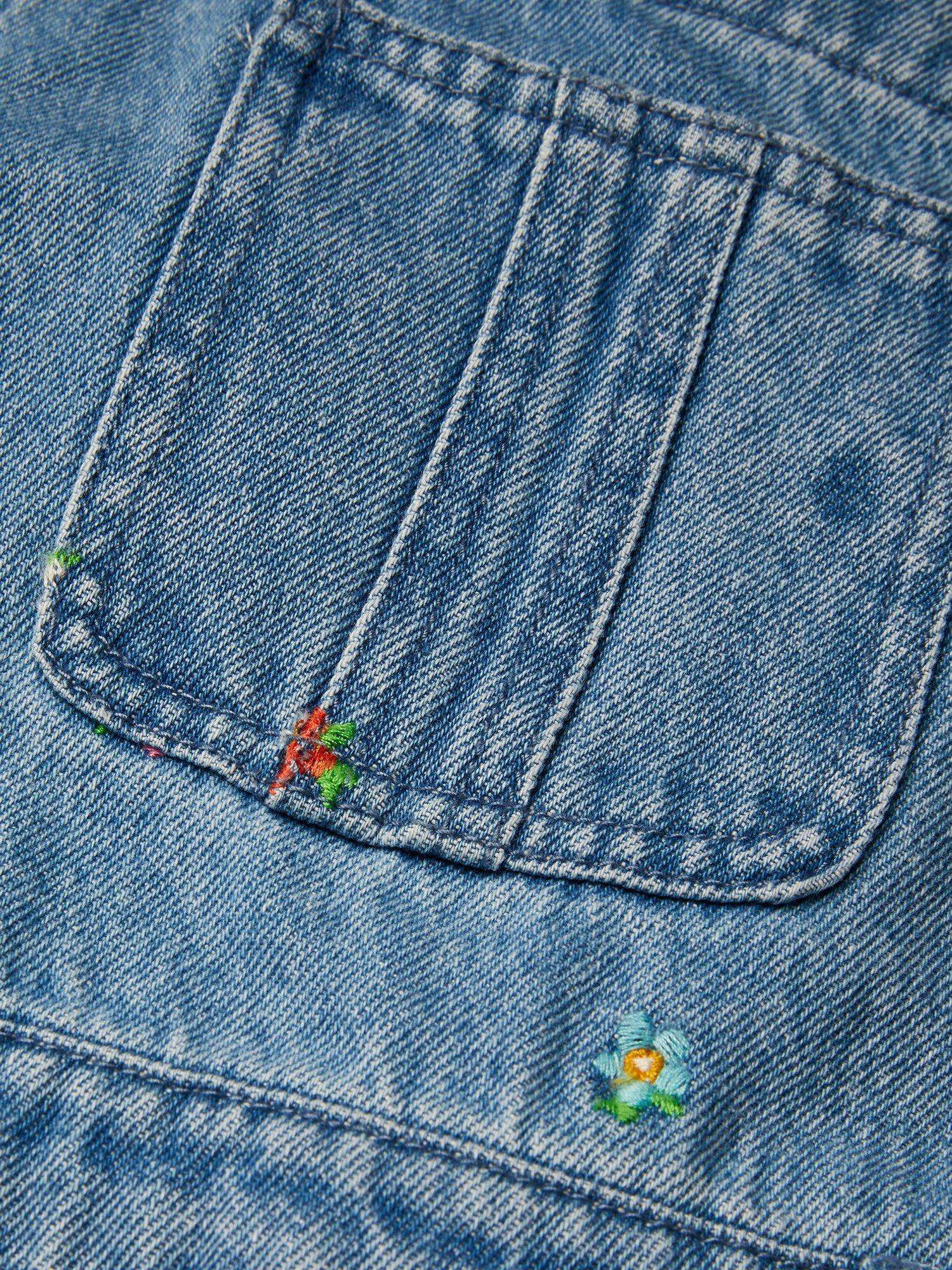 Product image 4 of 4, which shows Monsoon Kids' Floral Dungarees, Blue, 12-13 years