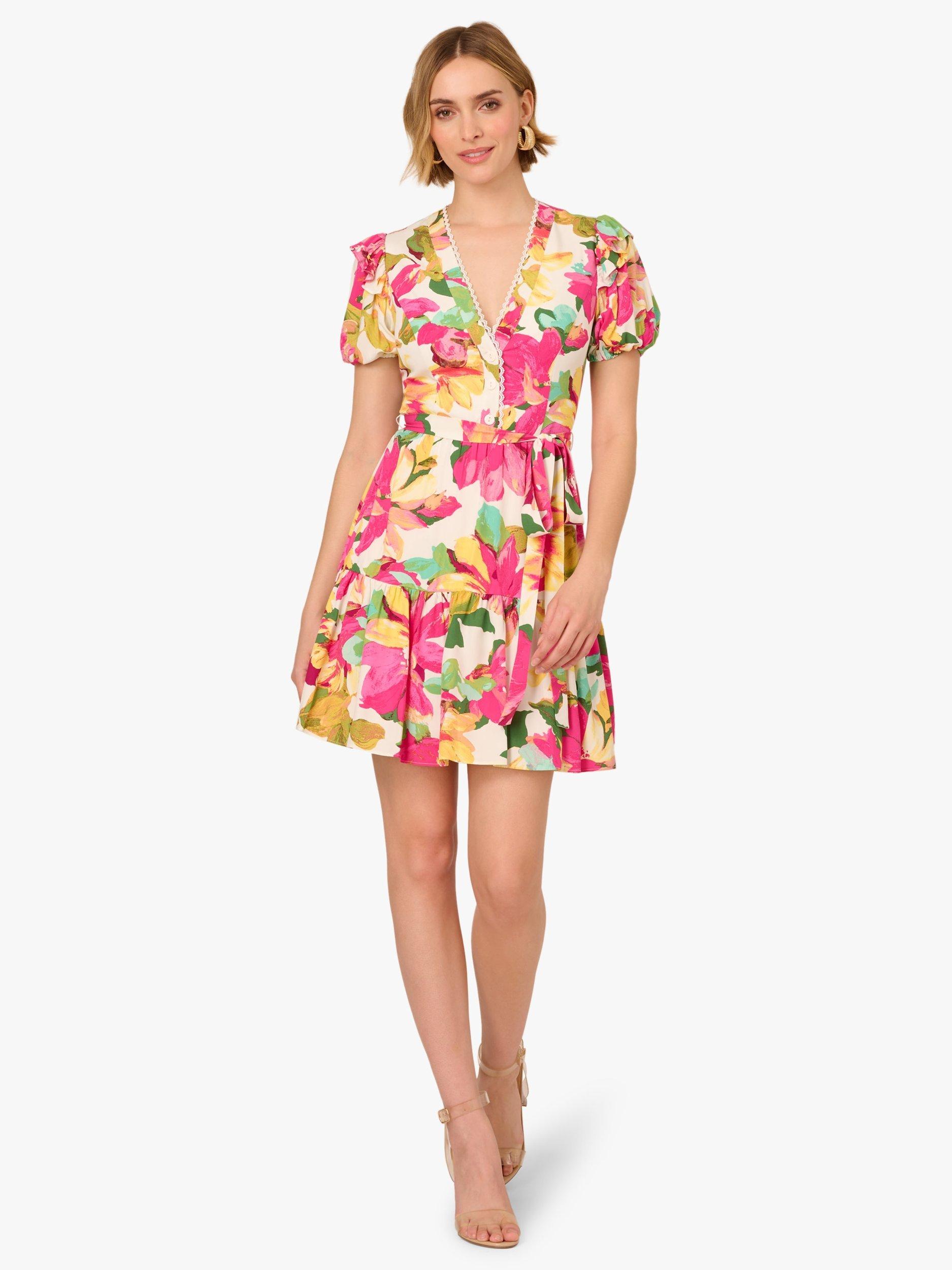 Product image 4 of 7, which shows Adrianna Papell Adrianna by Adrianna Papell Floral Mini Dress, Pink/Multi, 6