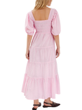Accessorize Cherry Gingham Puff-Sleeve Maxi Dress, Pink